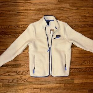 Patagonia Women's White Teddy Jacket with Blue Accents